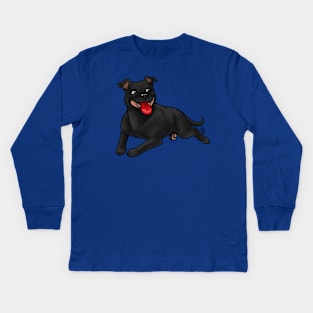 Dog - Staffordshire Bull Terrier - Black Kids Long Sleeve T-Shirt